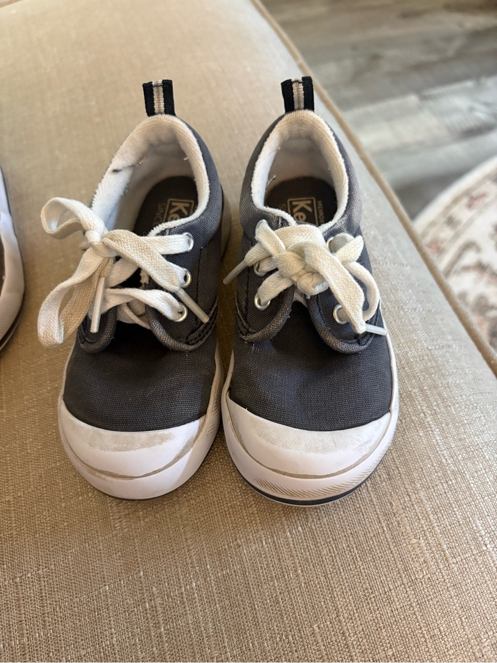 Keds Kids Charcoal Canvas Lace-Up Sneakers with White Accents